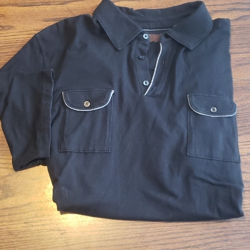 3/$20 Perry Ellis Black Polo Shirt With Pockets